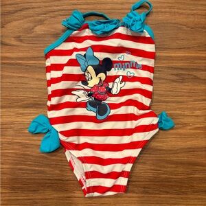 Vintage Disney Baby Minnie Mouse Striped Bathing Suit